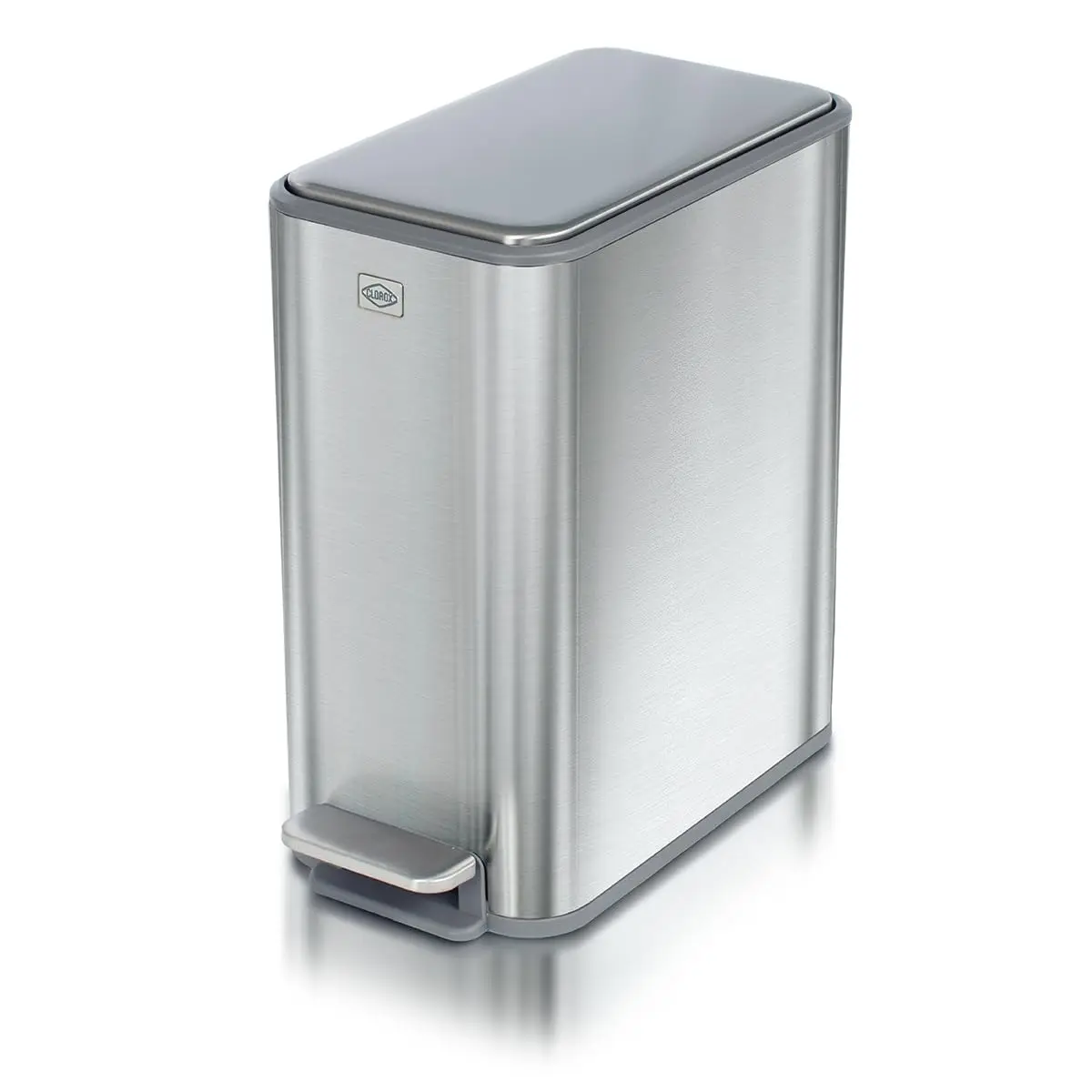 

Slim Metal Trash Can with Soft Close Lid, Step Pedal, Removable Bucket - 2.6 Gallon for Narrow Spaces