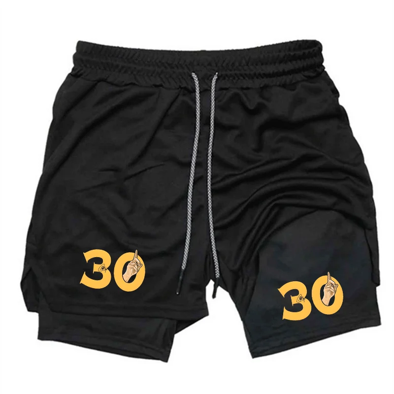 

Men's Double-deck Shorts Summer Quick Drying Sports Running Gym Fitness 2-in-1 Joggers Beach Towel Loop Moisture Absorbing Short