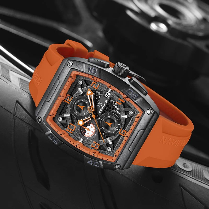 NAVIFORCE 20224, relojes militares con calendario de cuarzo para hombre, relojes de pulsera con diseño de esfera más grande a la moda para hombre,