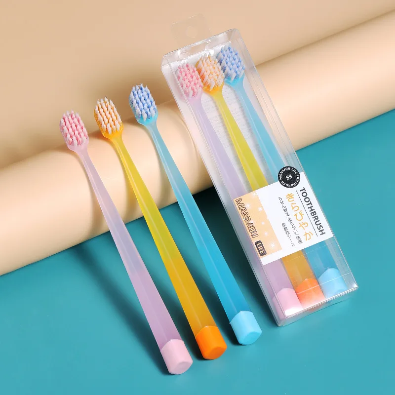 3PC/set Adult Cute Nano Soft-bristled Toothbrush Wide Head Bamboo Charcoal Soft Bristle Toothbrush Factory Wholesale