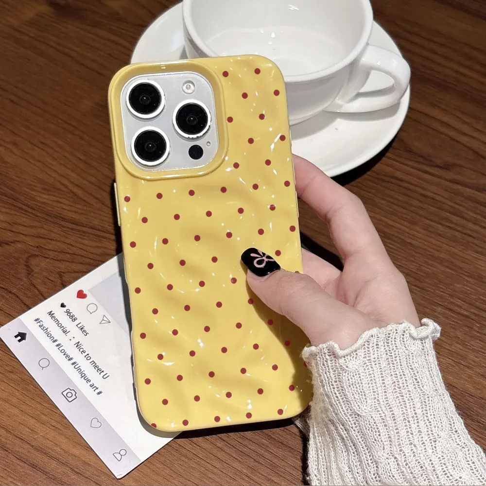 Koreanische Einfache Einfarbige Polka-Dot-Handyhülle für iPhone 17 Air 16 15 14 13 Plus 12 11 17 Pro Max Stoßfeste Schutzhülle – Detail 8