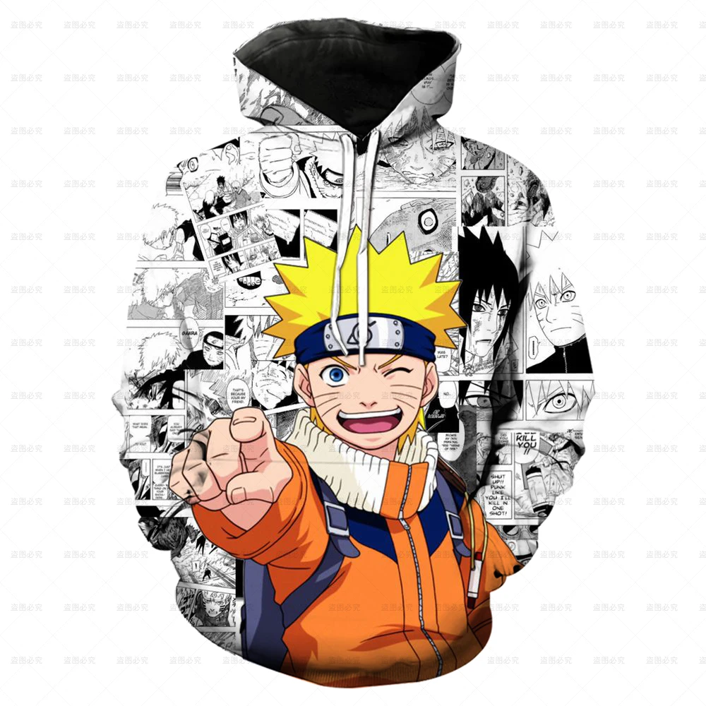 

2025 New Spring Autumn Kids Japanese Anime 3D Hoodie Autumn Casual Pullover Boys Girls Naruto Kakashi Character Hooded Clothing