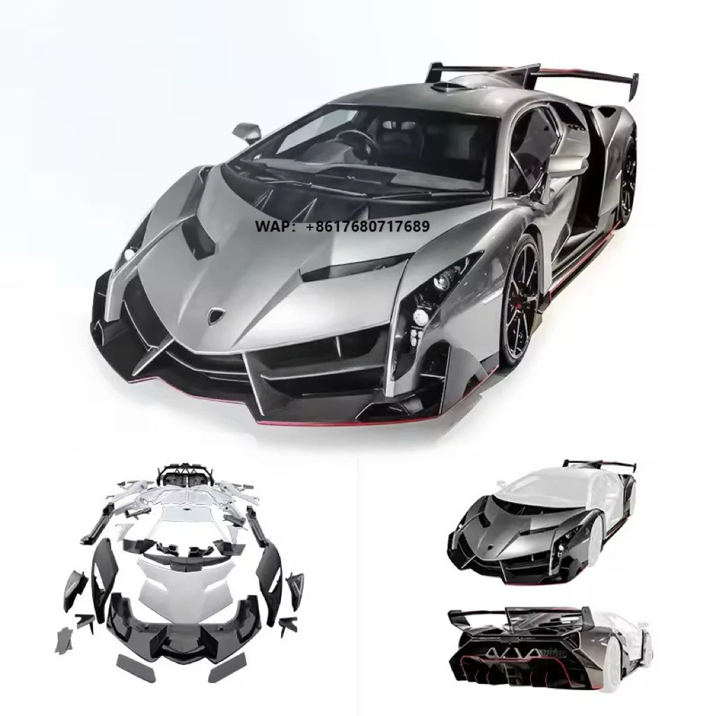 For  Aventador LP700 Upgrade to Veneno Style Half Carbon Fiber Front Bumper Hood Rear Diffuser Body Kit Car Bumpers