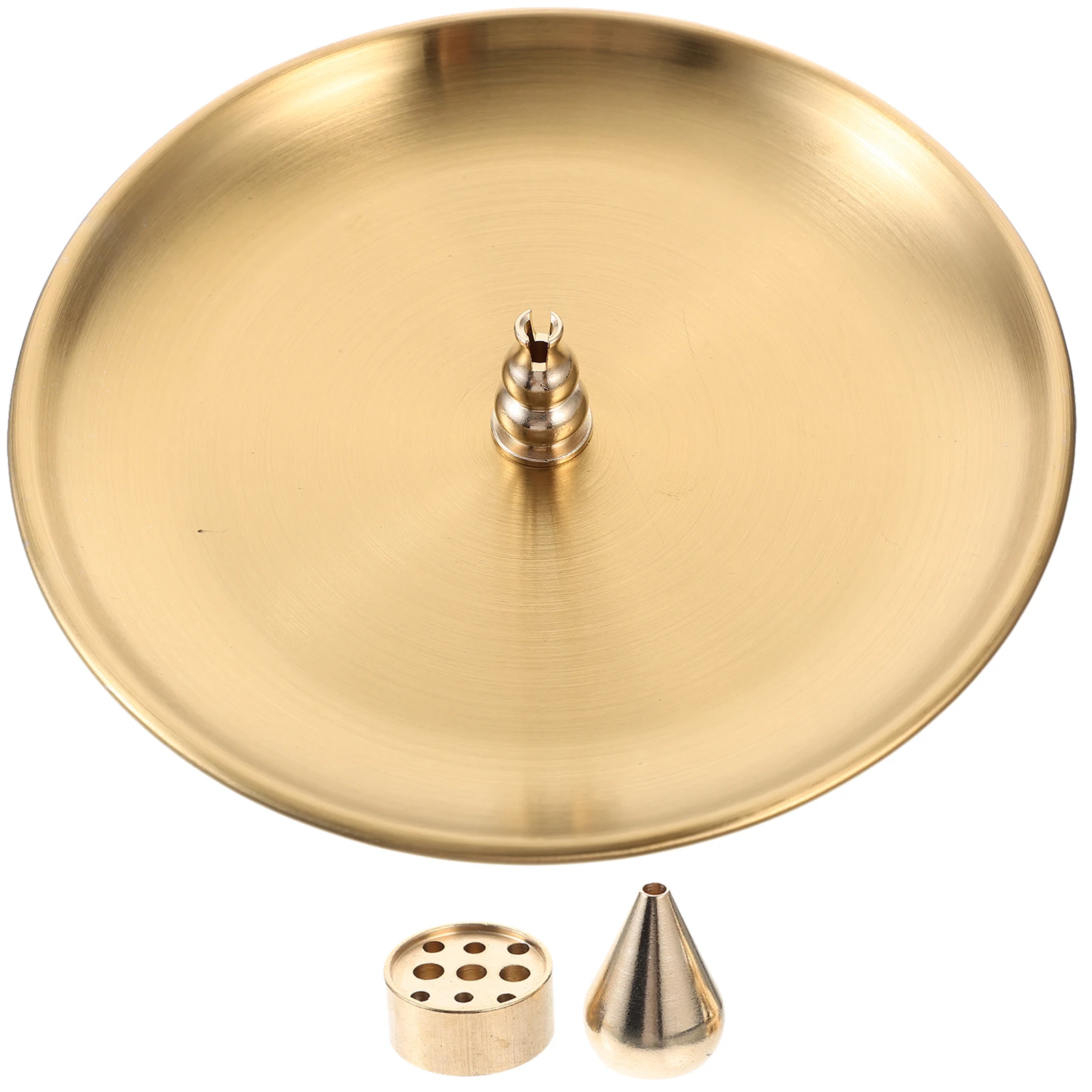 

1 Set Round Nine-Hole Incense Stick Holder Copper Tray Ash Catcher For Meditation Relaxation Decorative Burner Desktop Home