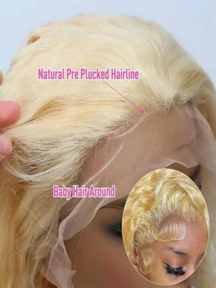 Perruques de cheveux humains bouclés vague profonde 613 blond miel 13x4 perruques frontales en dentelle pré plumées avec des cheveux de bébé 30 pouces femmes perruques 250 densité