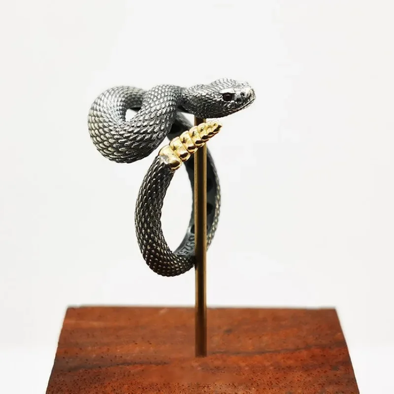 Vintage Gothic Rattlesnake Adjustable Ring for Men and Women Punk Dark Style Trendy Design Couple Rings Jewelry Accessories