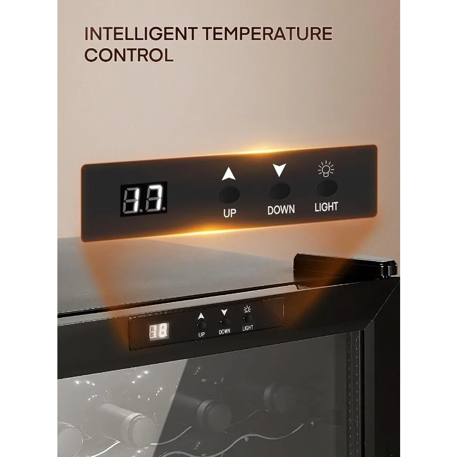 8-Flaschen Weinkühler-Kühlschrank mit doppelten Glastüren, LED-Beleuchtung, digitale Temperaturregelung, ideal für Weinkeller Stora