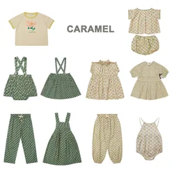 CAR Summer Collection kids Girls Cotton Linen Dresses Mosquito Pants Suit Jumpsuit Short Sleeves and Long Pants
