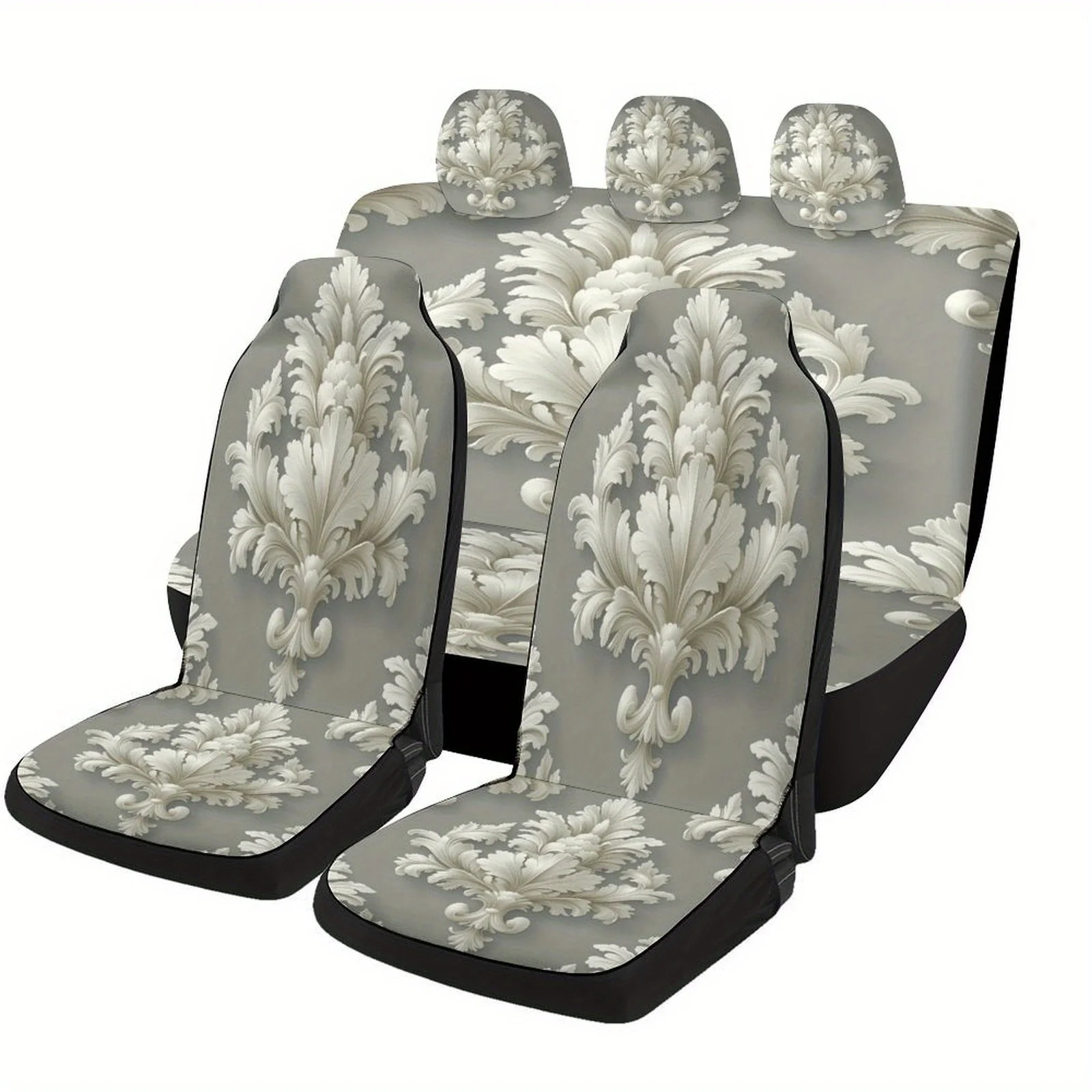 Baroque Pattern Designed Car Seat Cover Set For Most Cars, Fashionable Novelty Car Seat Protector Covers Full Set, Car Seat Cov