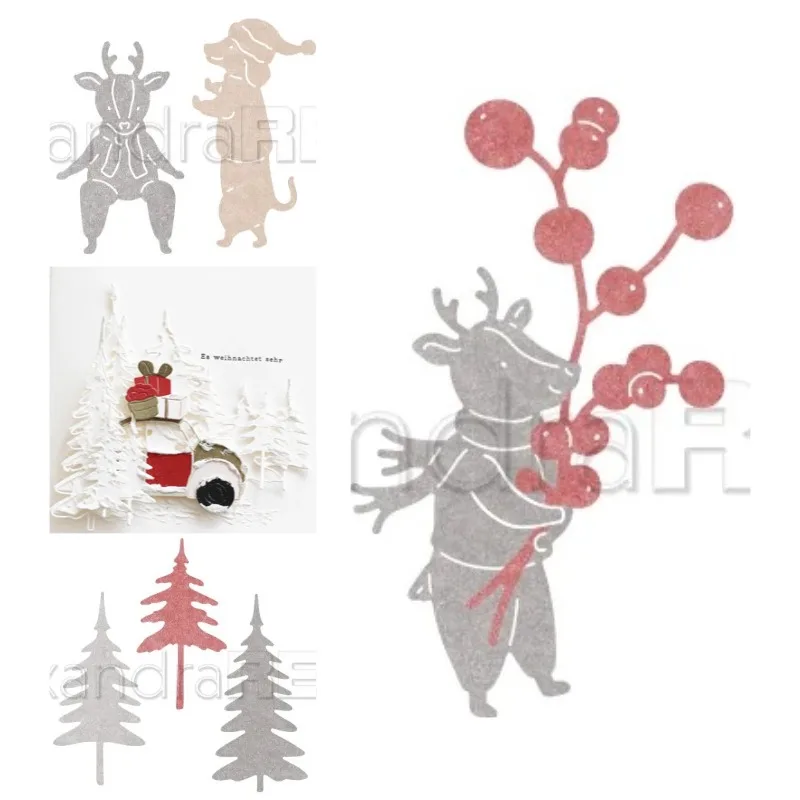 Mouse Gift Sledding Friendly Reindeer Cutting Dies Scrapbook Diary Decoration Stencil Embossing Template DIY Greeting Card 2026