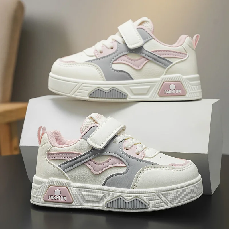

Girls' white sneakers 2025 New autumn Children's leather sports board shoes versatile casual shoes for student girls
