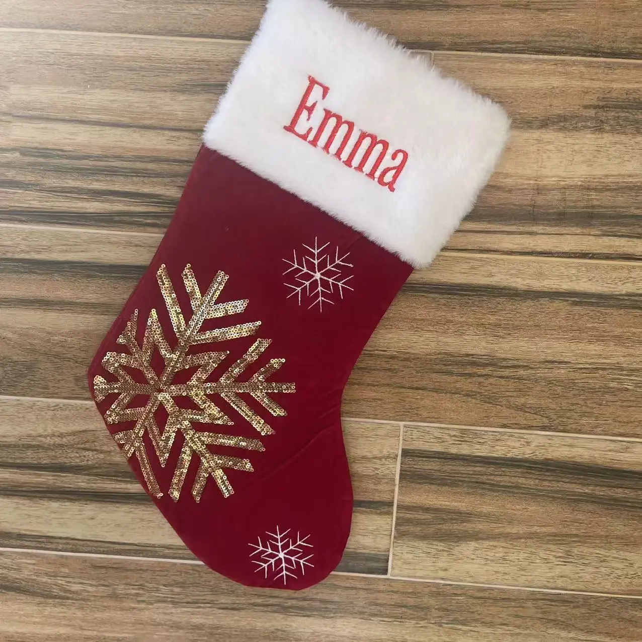 

Custom Name Christmas Socks Gift Bag Elk Fleece Embroidered Name Christmas Stocking Merry Christmas Tree's Pendants Decoration