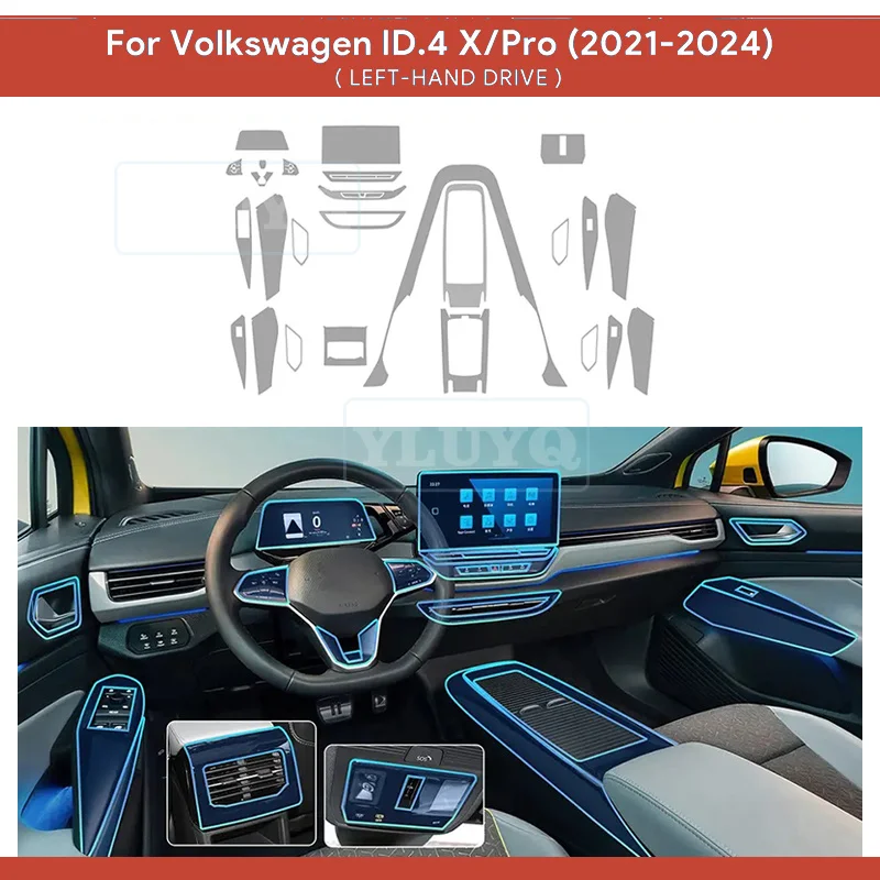 

For Volkswagen VW ID.4 X Pro 2021-2024 Center Console Gear Panel Navigation Screen TPU Interior Protective Film Anti-Scratch