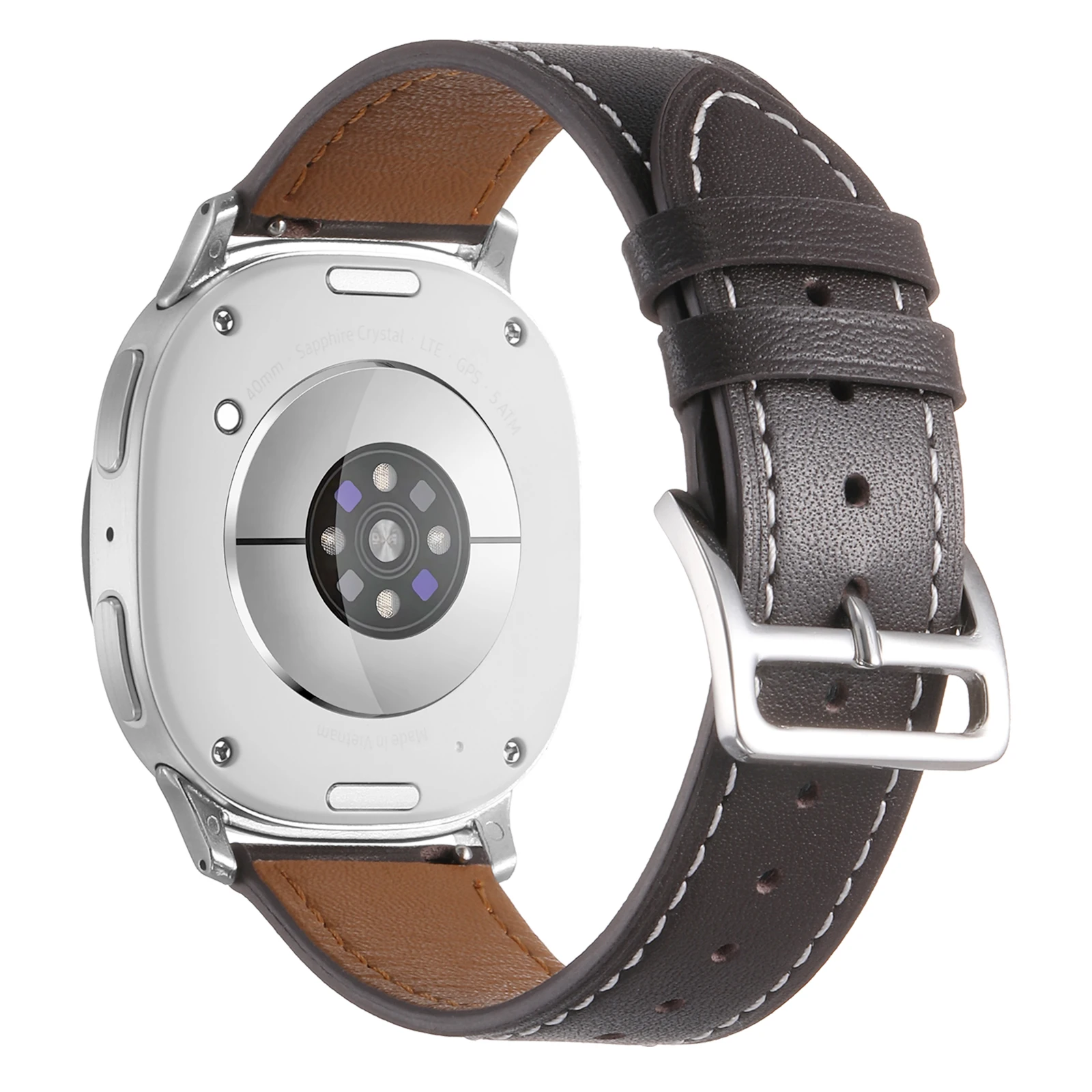 

Replacement Strap for Samsung Galaxy Watch8 44mm / 40mm / Watch8 Classic 46mm Genuine Cow Leather Watch Band - Coffee