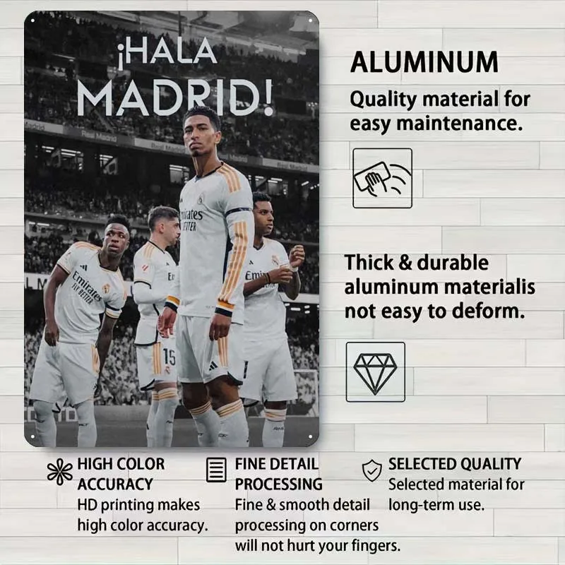 Hey Jude Hala Madrid Tinplate Sign Sports Poster House Decor Metal Sign Plaque for Wall Art Decoration Room Decor Aesthetics