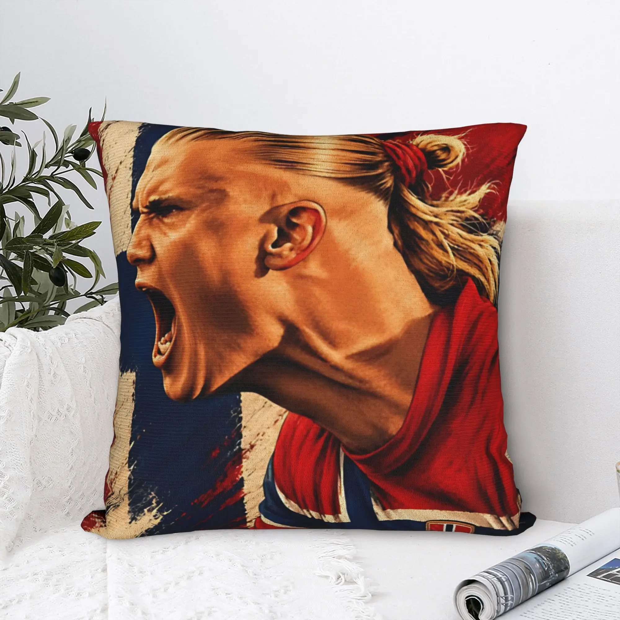 Haaland Football Number 9 FanArt Pillowcases  Vintage Pillow Case For Living Room Bed Chair Comfy Pillow Cover