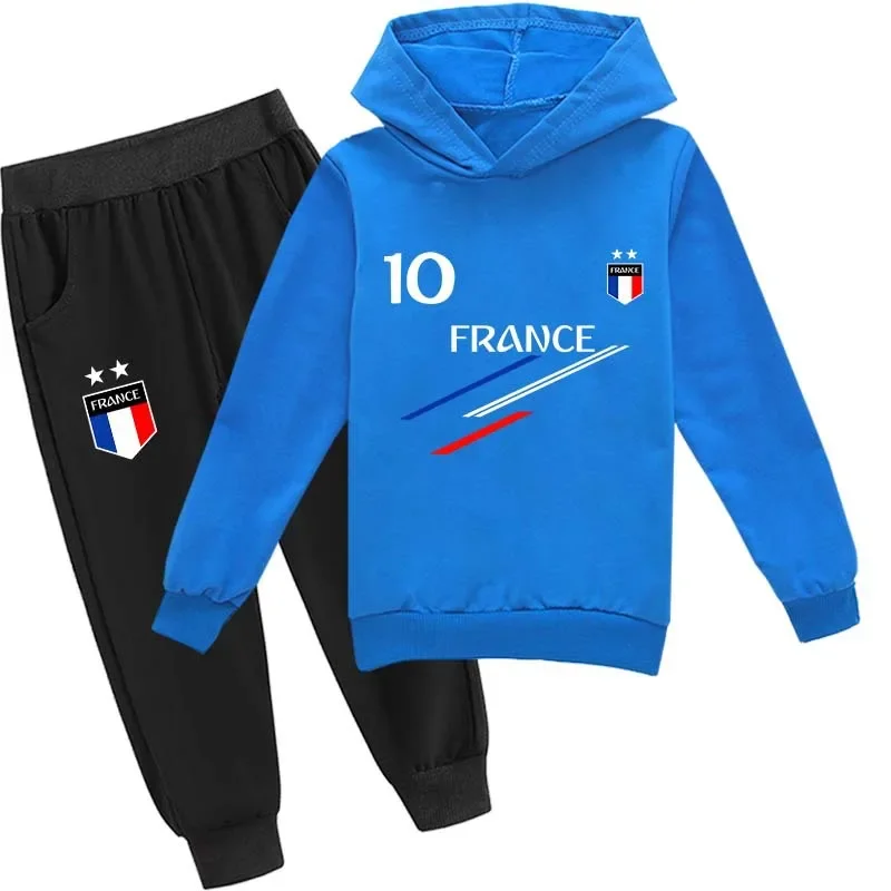 2024 New Kids Clothes Baby Boys France Football 10 MBP jersey Tracksuit 2Pcs Children Boy Sports suit Outfits Sets girl clothes