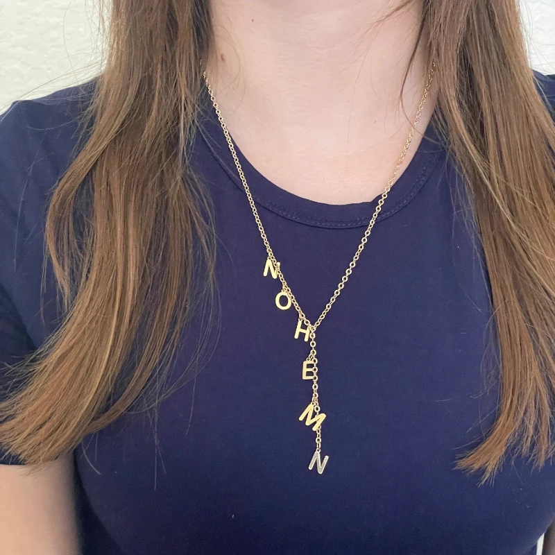 Customized A-Z letter name necklace, women's stainless steel letter necklace, personalized first letter name necklace
