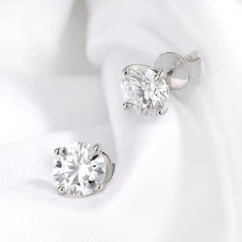 OXTAO 0,3–2 Karat Moissanit-Ohrstecker für Damen, funkelnder Labor-Imitationsdiamant-Ohrring, luxuriöser Hochzeitsschmuck, 14 Karat Gold gefüllt – Detail 9