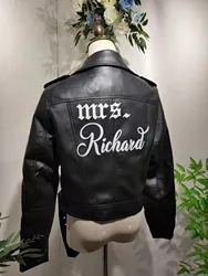 Mrs Faux Leather Jacket Bride Leather Wedding Mrs and Mr Custom Jackets Anniversary Honeymoon Gift Groom Matching Valentine Coat