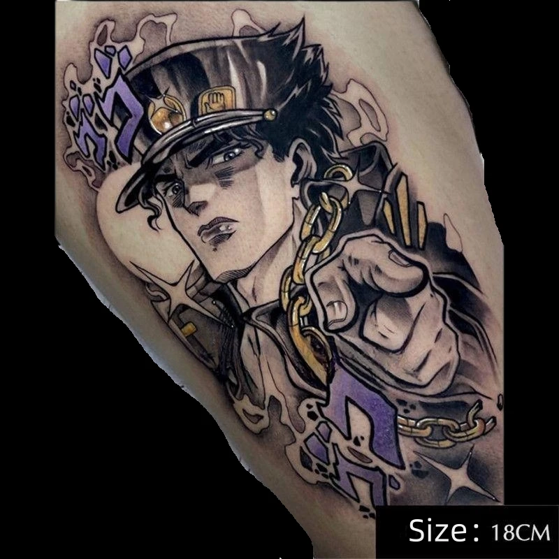 

Невероятные приключения ДжоДжо, аниме, временные татуировки, мультяшная татуировка Куджо Джотаро, боди-арт, водостойкая поддельная татуировка, наклейка для женщин и мужчин