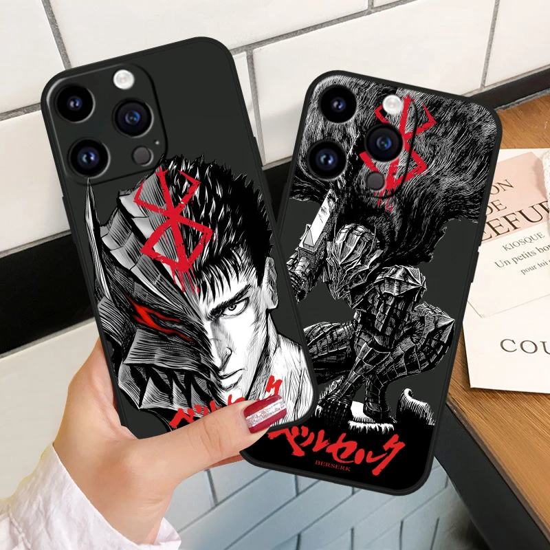 Berserk Anime For Apple iPhone 15 14 13 12 Mini 11 XS XR X 8 7 Pro Max Plus Soft Silicone Black Phone Case image 4