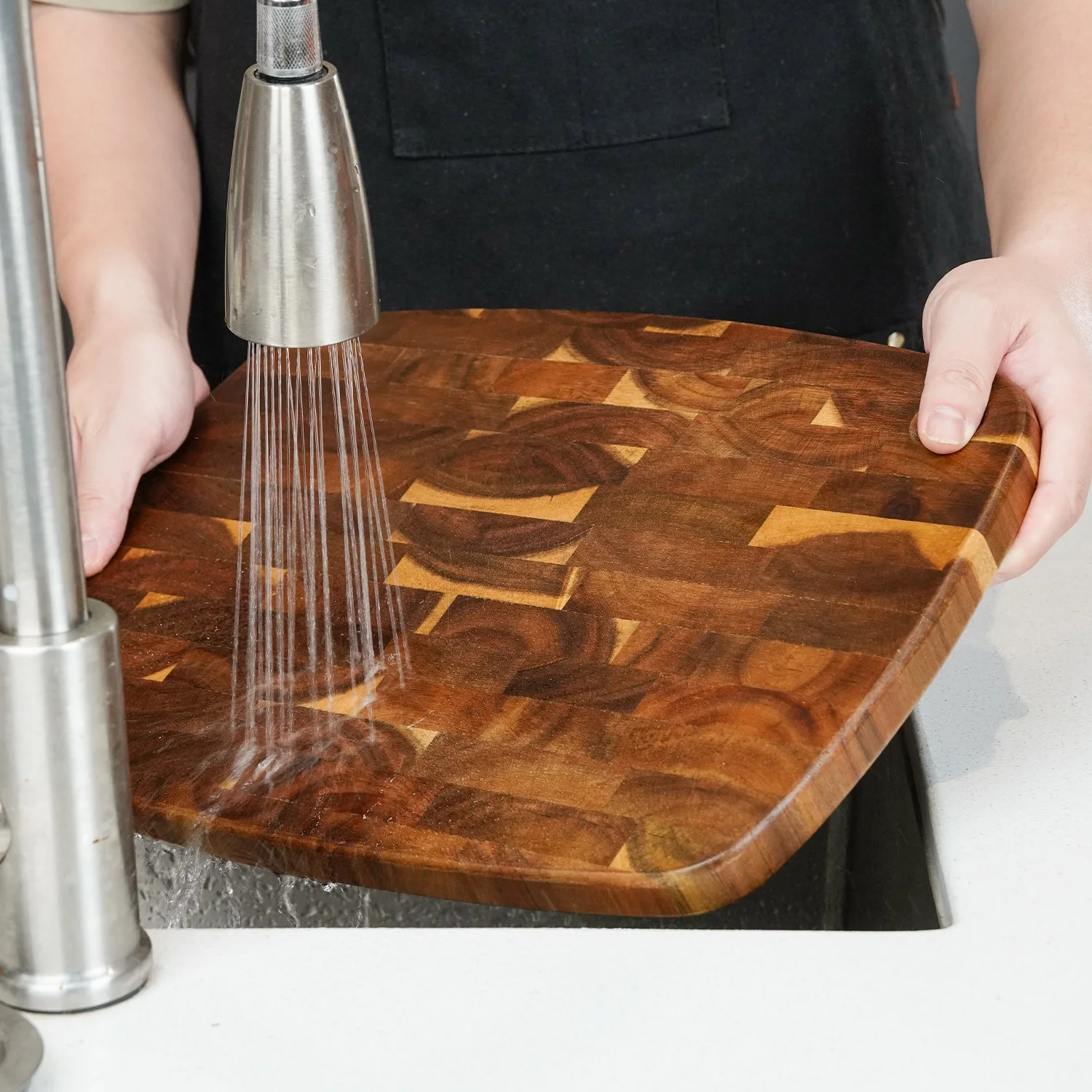 Tabla de cortar de madera de acacia, tabla de cortar de madera con asas, tabla de carnicero para carne, queso, Ideal para cortar, cortar y cortar en cubitos