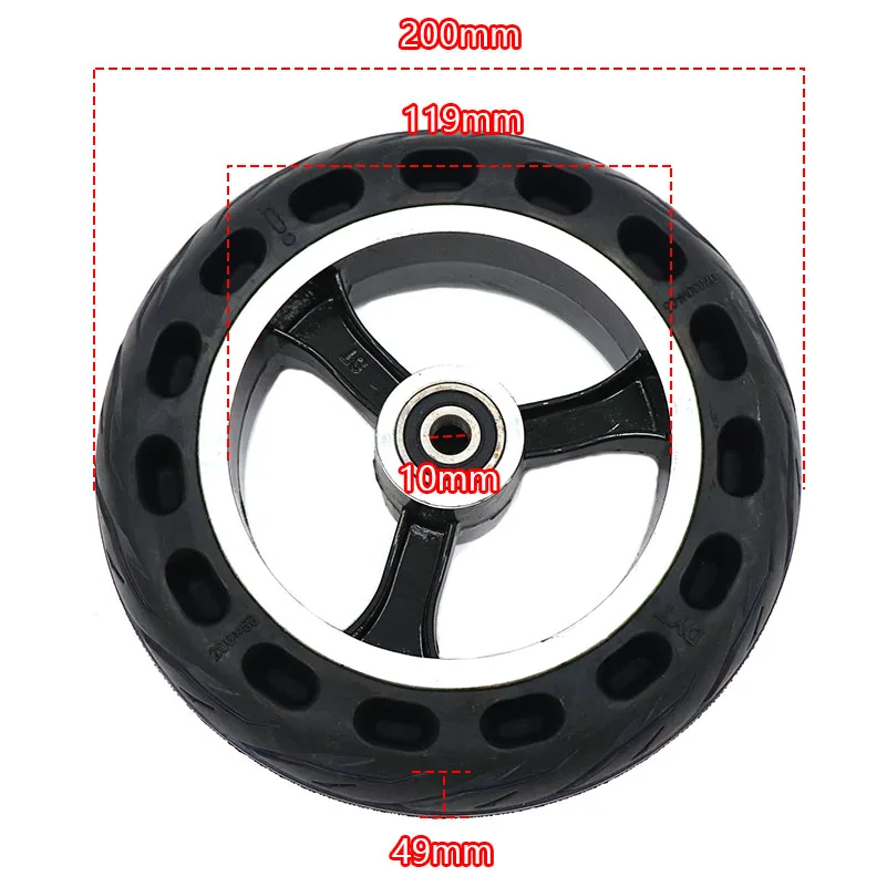 Neumático sólido de 8 pulgadas para patinete eléctrico, rueda de 200x50, cubo de rueda eléctrico no neumático