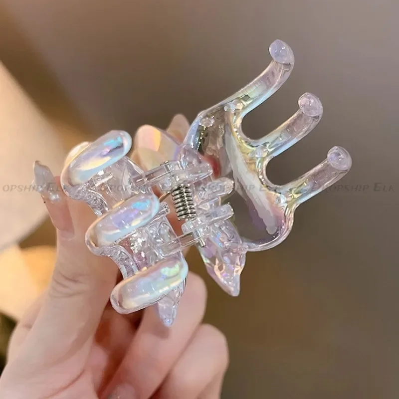 Хрустальная бабочка, русалка, коготь для волос, зажим для девочек, зажим на затылке, прозрачные большие заколки для волос, заколки для волос, головной убор, аксессуары для волос