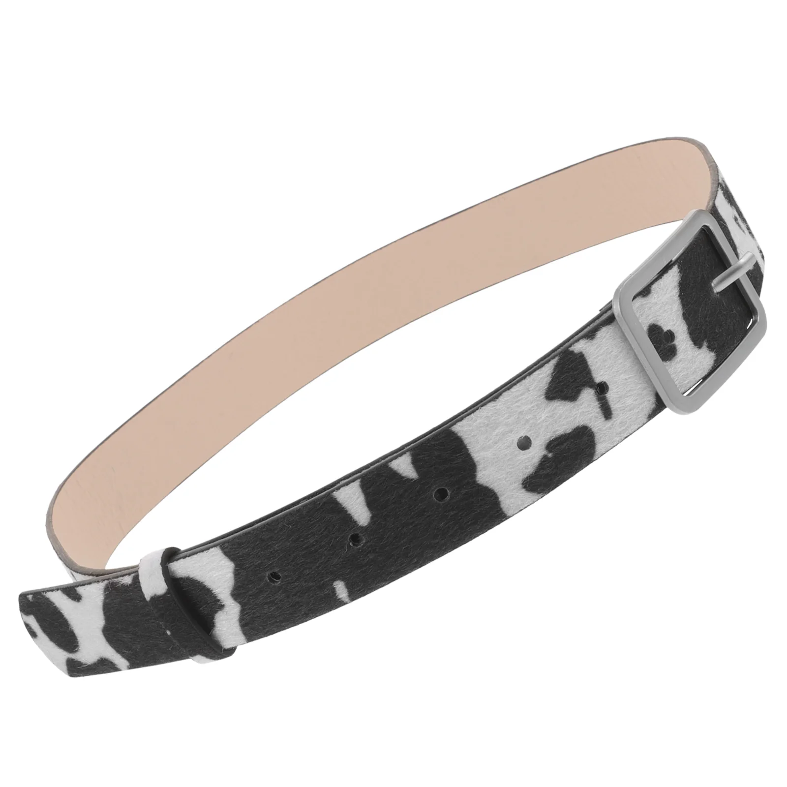 Chic Adjustable PU Waist Belt for Women Imitation Cow Hair Belt Female Waist Decor Cows Pattern Elegant Design Easy Wear