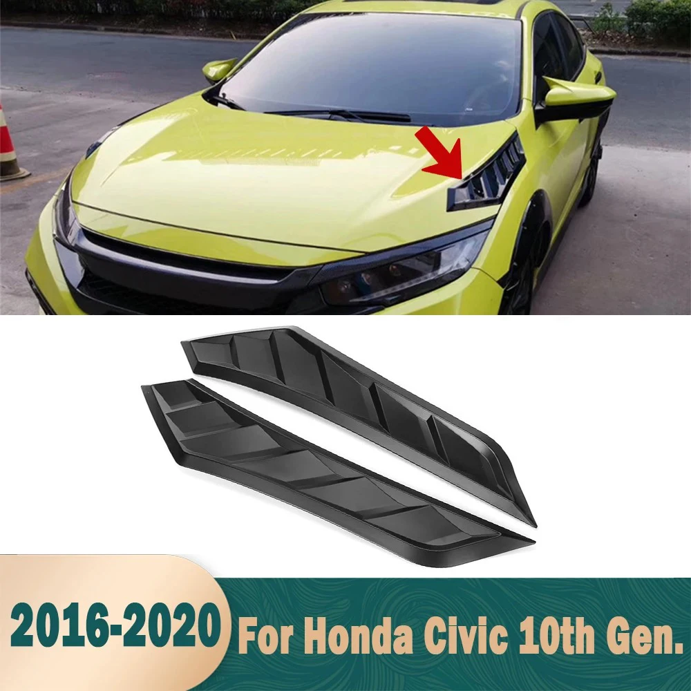 

Для Honda Civic 2016-2020, передняя капота, вентиляционные отверстия, крышка капота, боковая накладка на вентиляционное отверстие автомобиля, стикер, внешние аксессуары