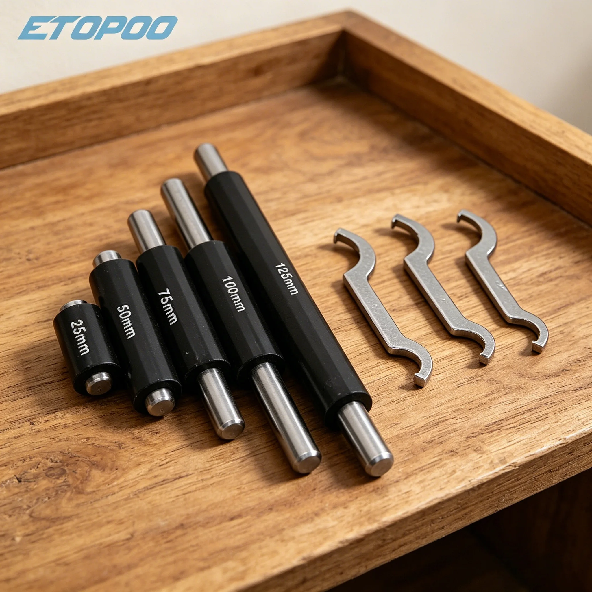 25mm, 50mm, 75mm, 100mm, 125mm 5pcs Micrometer measuring rods set (including 3 wrenches) Caliper tool Rod-type gauge