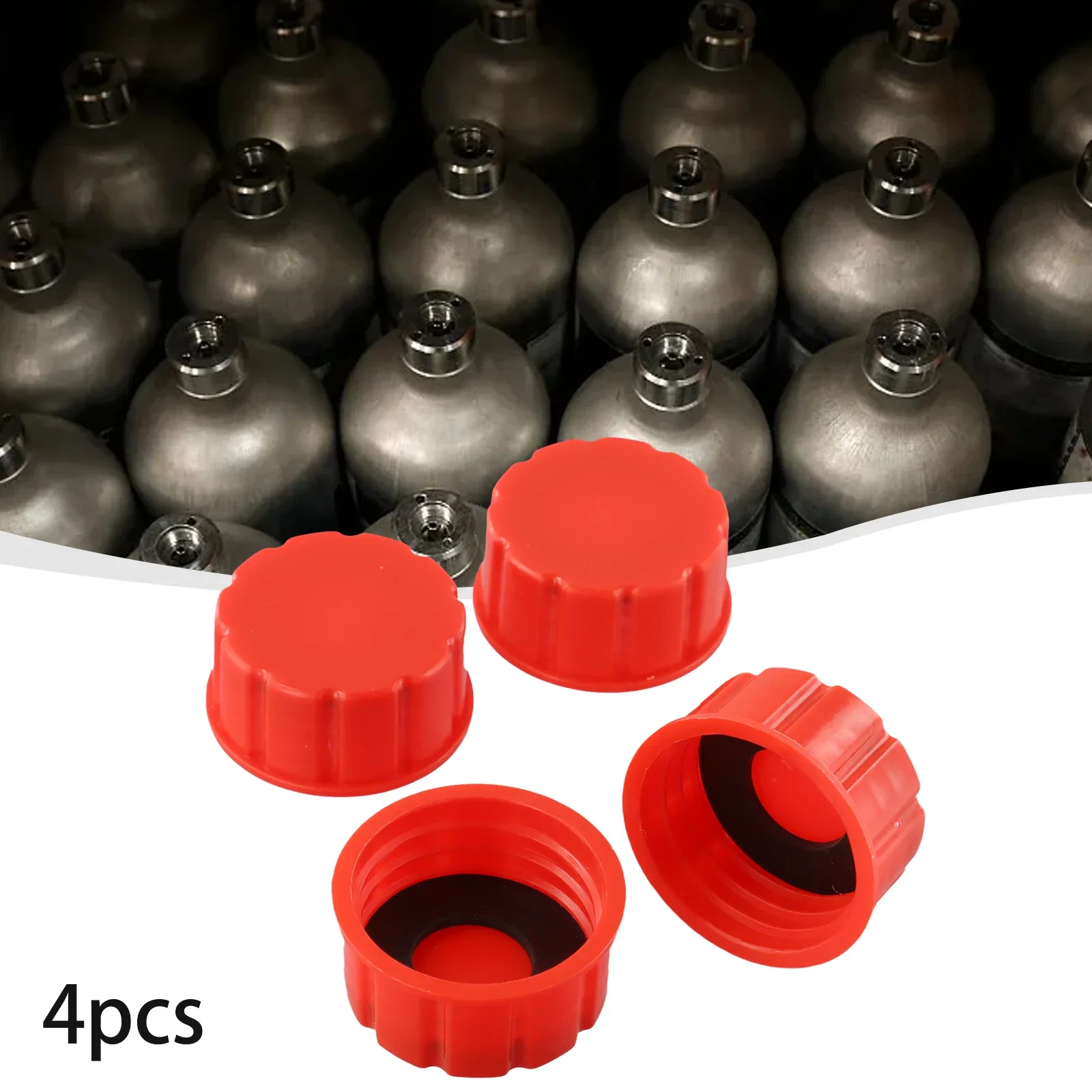 

4pcs Gas Can Solid Base Cap Tank Bottom Cap Replacement Accessories Practical Reduable Red Coarse Thick Line Thread Outdoor