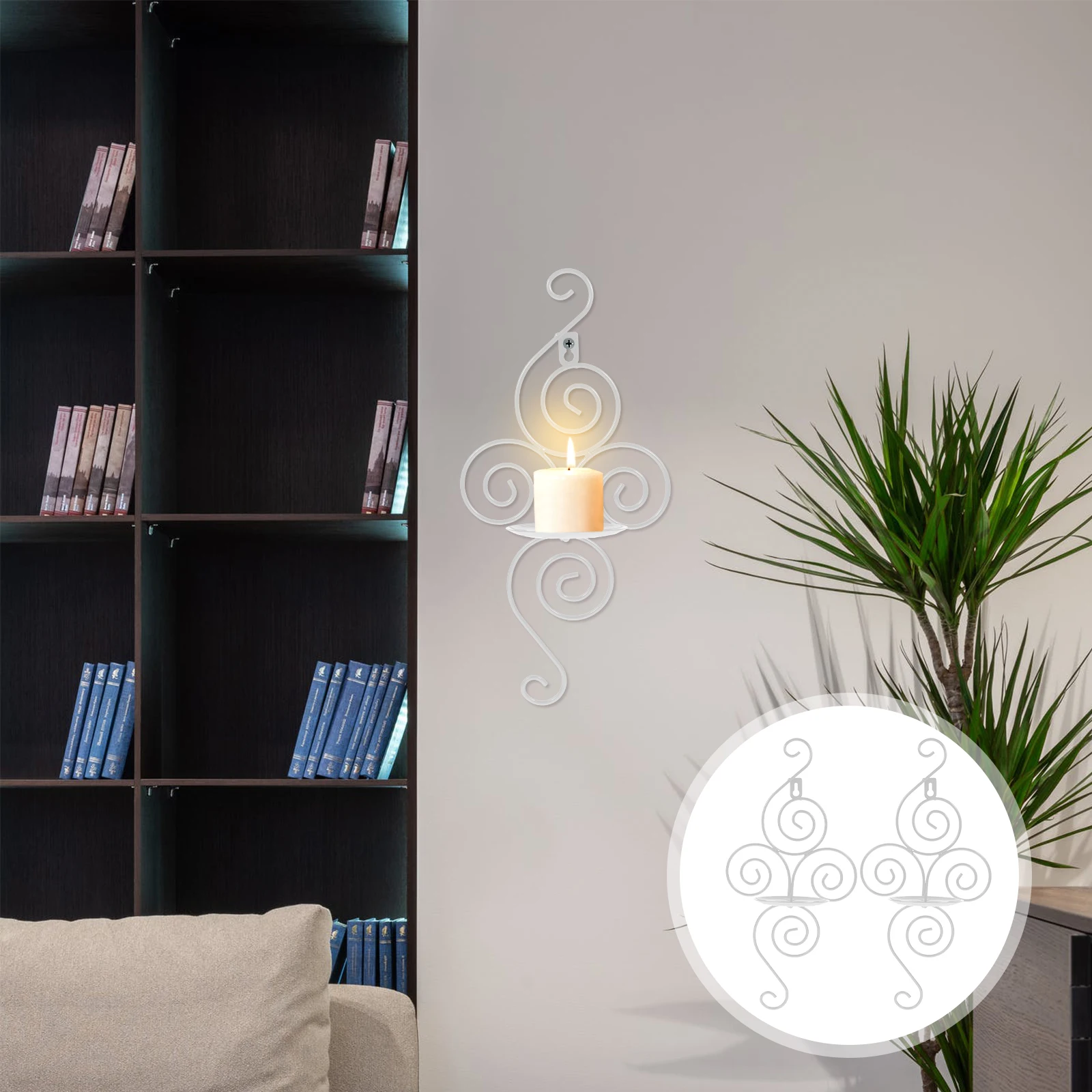 

2pcs Wall Mounted Holder European Style Metal Hanging Candlestick Home Decor Shelf for Tea Light Candles Holders Stand