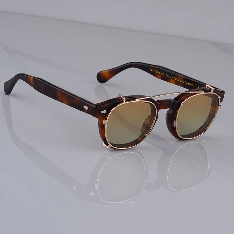 Polarized Clip On Sunglasses For Man Women Johnny Depp Lemtosh Tortoise Square Vintage Acetate Quality Sun Glasses Designer