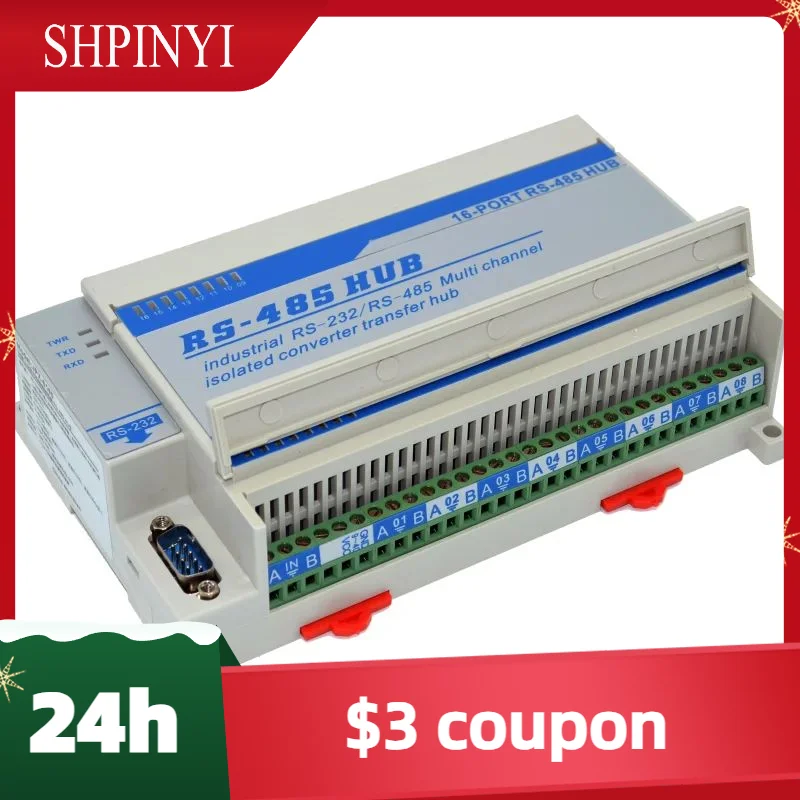 

16CH Lightning Protection Isolated Bus Splitter Hub16-port RS485 Sharer Distributor Splitter