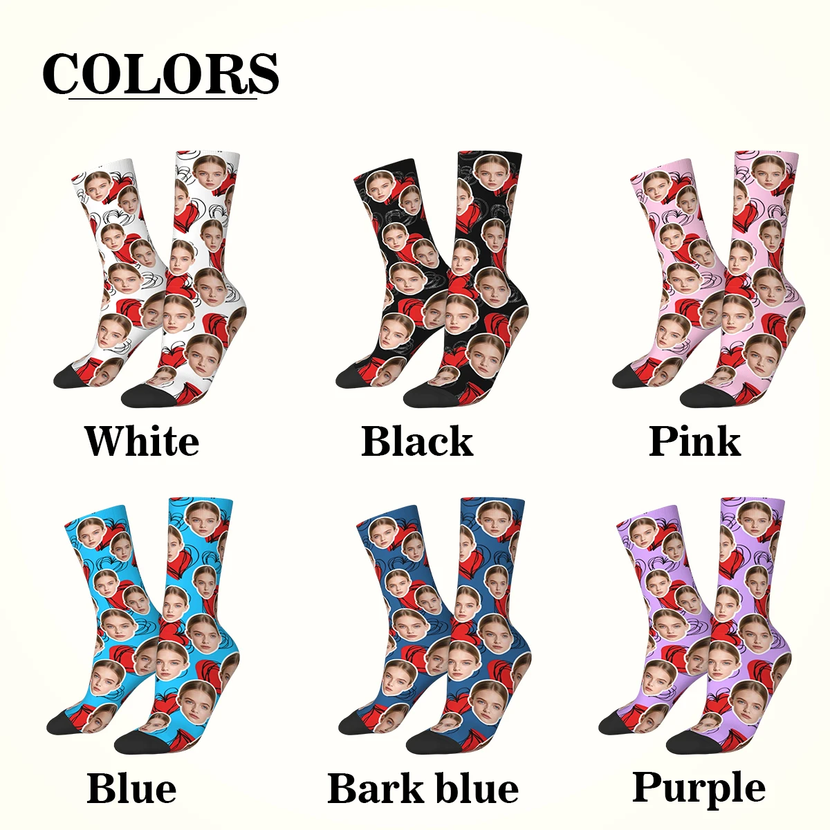 Personalized funny face socks custom photo face socks as a gift for dad mom friends adult patterned socks - view 2