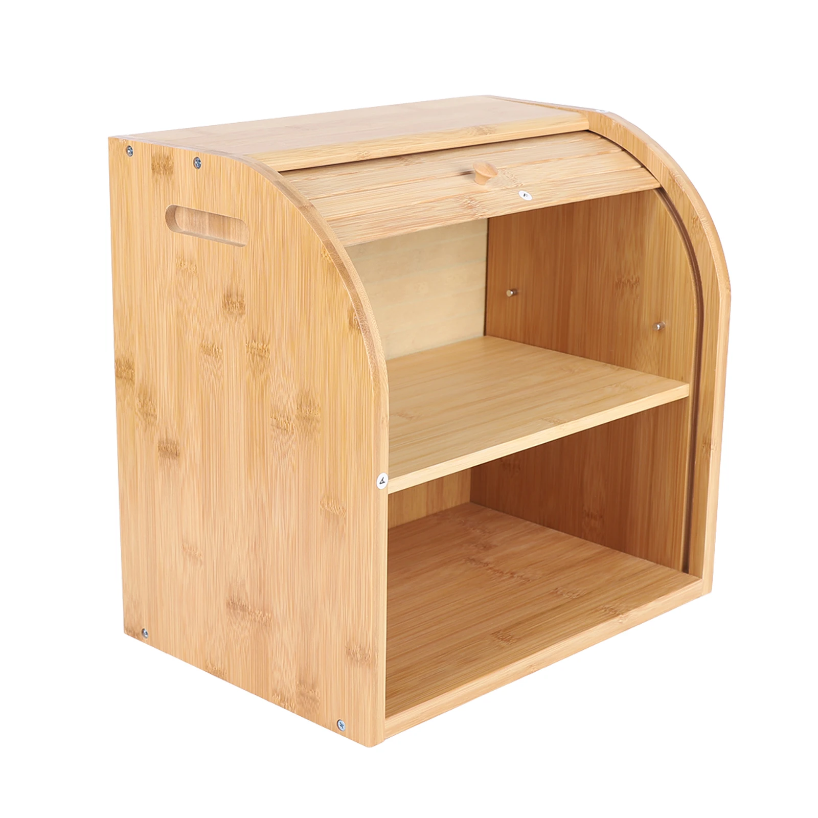 Wooden Bread Box Multi Use Bamboo Bread Storage Container Countertop Wooden Bread Food Organizer Dispenser Holder For Kitchen