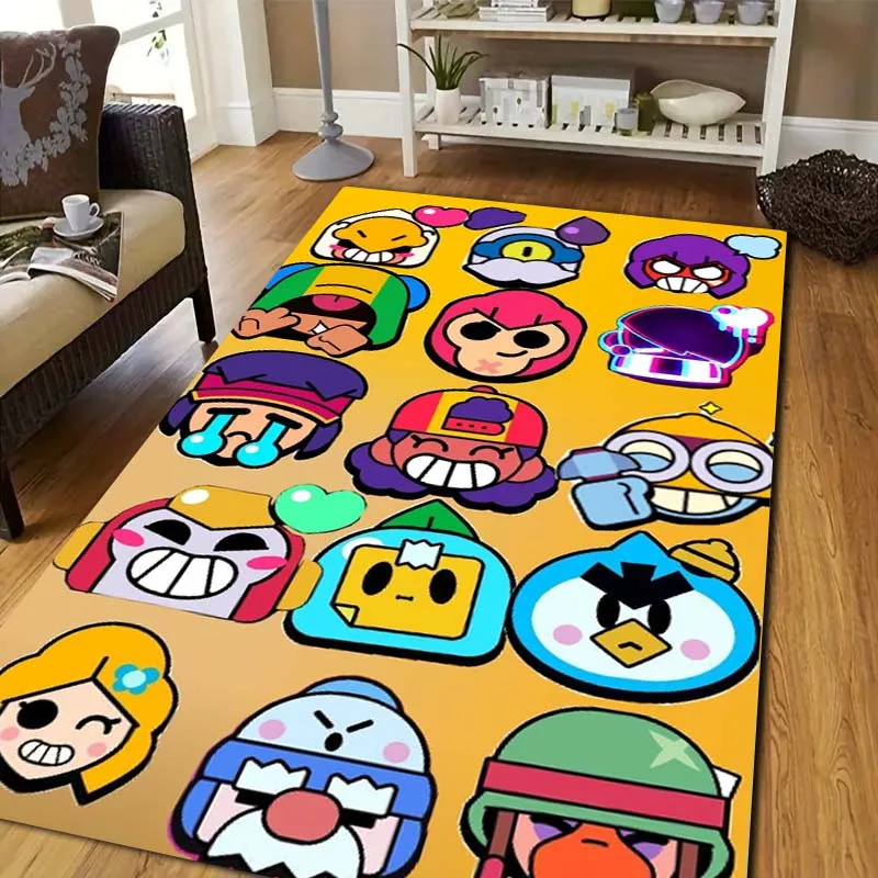 HD Fashion New B-Brawlls Cartoon Game Flannel Living Room Bedroom Decoration Laundry Room Bedside Area Anti slip Carpet Gift