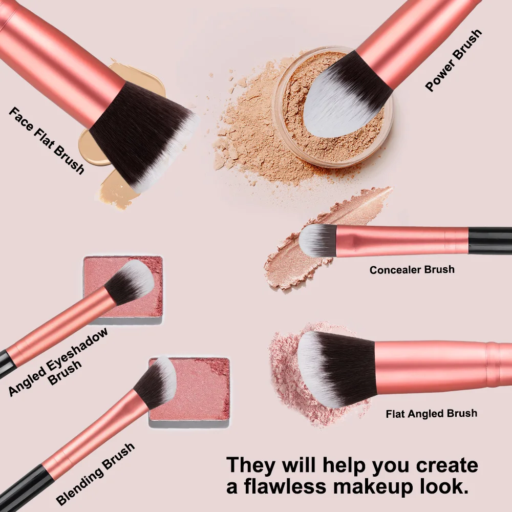 Profissional 14/16 pçs pincéis de maquiagem conjunto macio macio sombra de olho fundação blush pó corretivos feminino conjunto de maquillaje