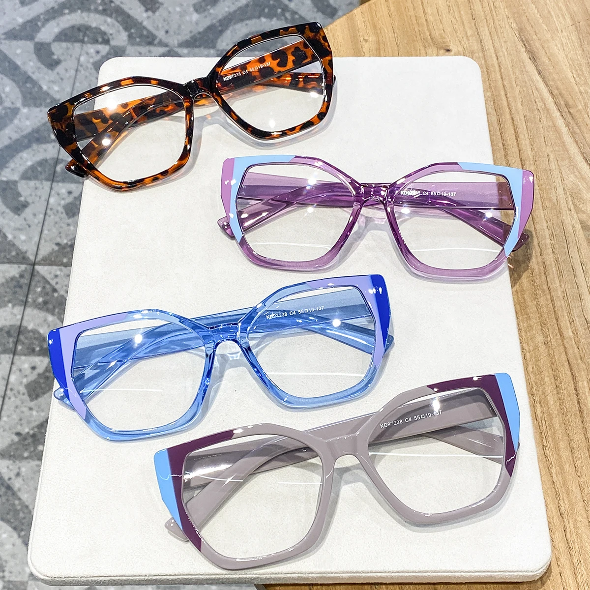 4 Pairs of Women's Multi-Colored Cat-Eye Full-Frame Non-Prescription Glasses, Avant-Garde and Chic, Contour-Enhancing, Fashionable and Versatile Women's Glasses, Suitable for Unique Outfits, Outdoor Shoots, and Holiday Travel