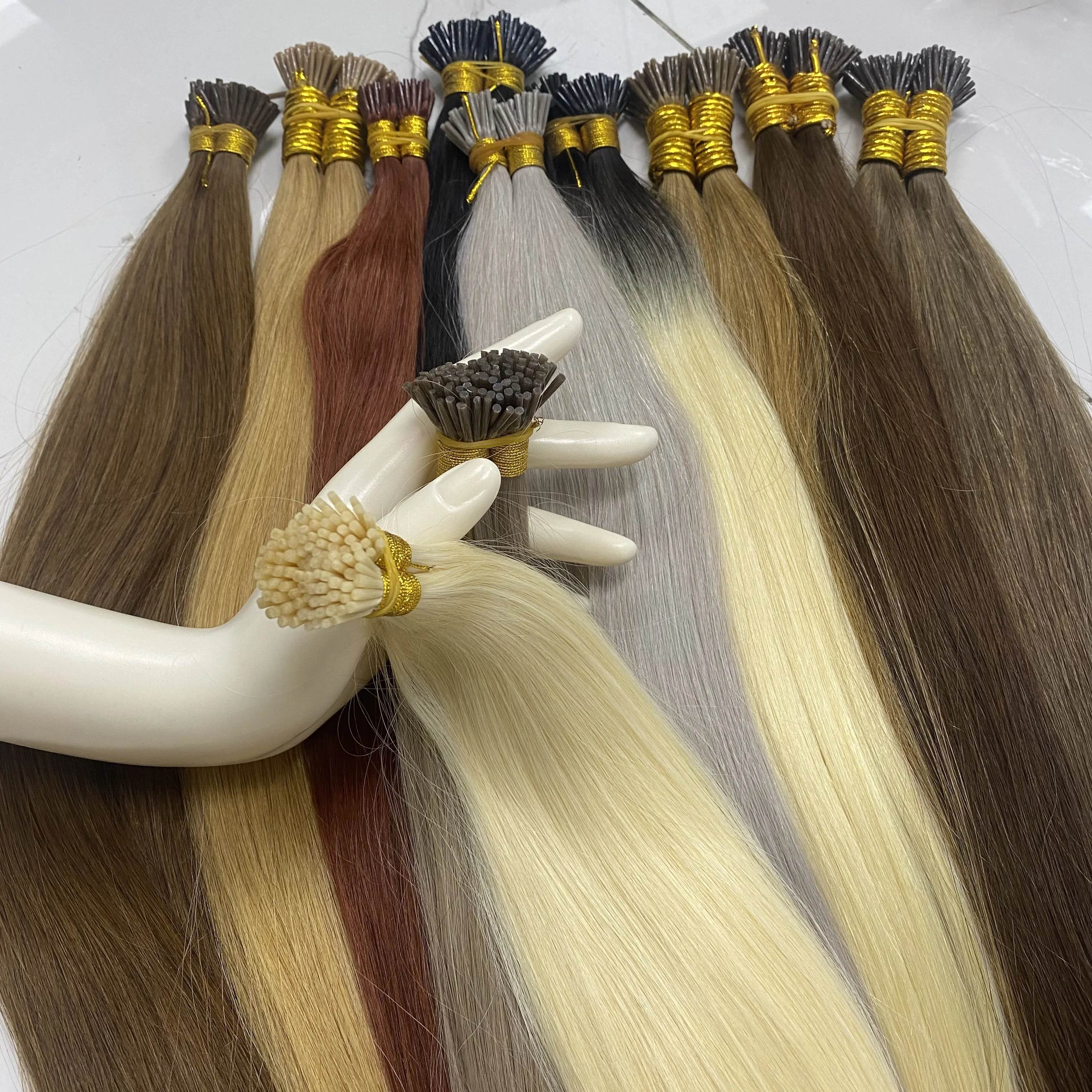 Straight I Tip Hair K Tip Natural Bundles 1g/Strand Original Real Highlight Extensión De Cabello Humano Braiding Pelucas De Muje