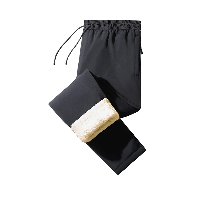 Pantalones de invierno 2024 para hombre, pantalones de chándal de lana gruesa de felpa, pantalones térmicos de lana de cordero, pantalones informales impermeables a prueba de viento, pantalones cálidos de algodón para hombre