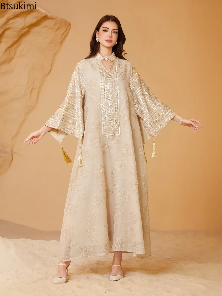 

Eid Muslim Women Dress Embroidery Abaya Party Vestidos Largos Ramadan Elegant Gown Jalabiya Morocco Kaftan Dubai Islam Long Robe