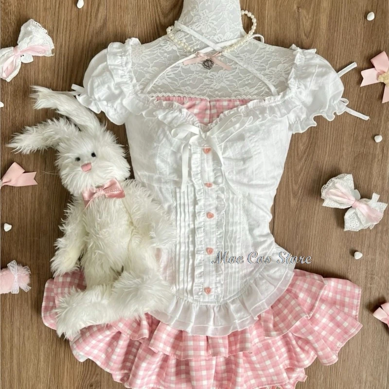 Anime Nana Komatsu Cosplay Dating Suit Pink Skirt Top Jirai kei NANA Cosplay Costume Wig Vintage Retro Outfit Halloween Manga view 2