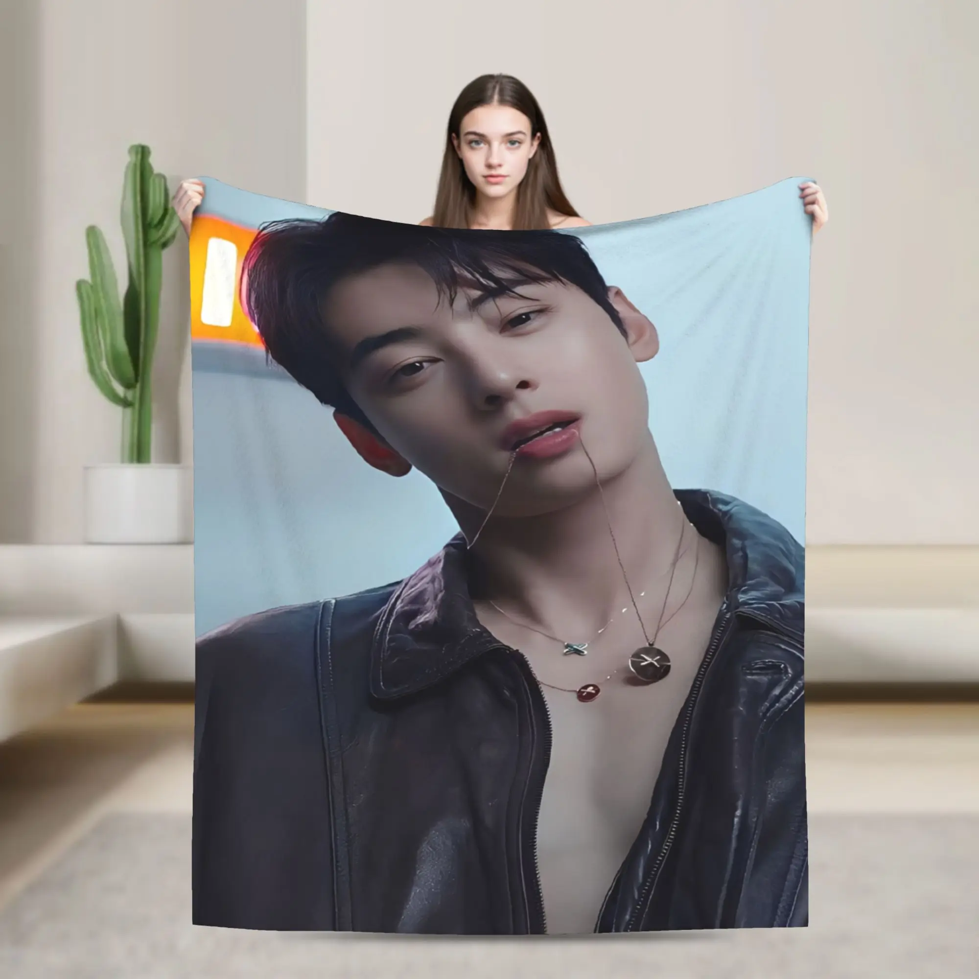 CHA EUN WOO kpop ASTRO idol Stuff Blanket Soft Fleece  Throw Blankets Comfortable Bedspread
