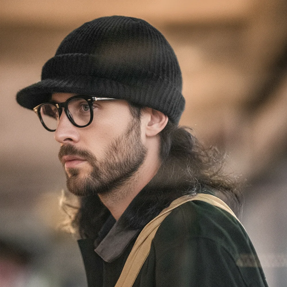 Maden 빈티지 블랙 니트 야구 모자 따뜻한 모직 모자 가을과 겨울 캐주얼 바이저 비니를위한 남여 다목적 액세서리