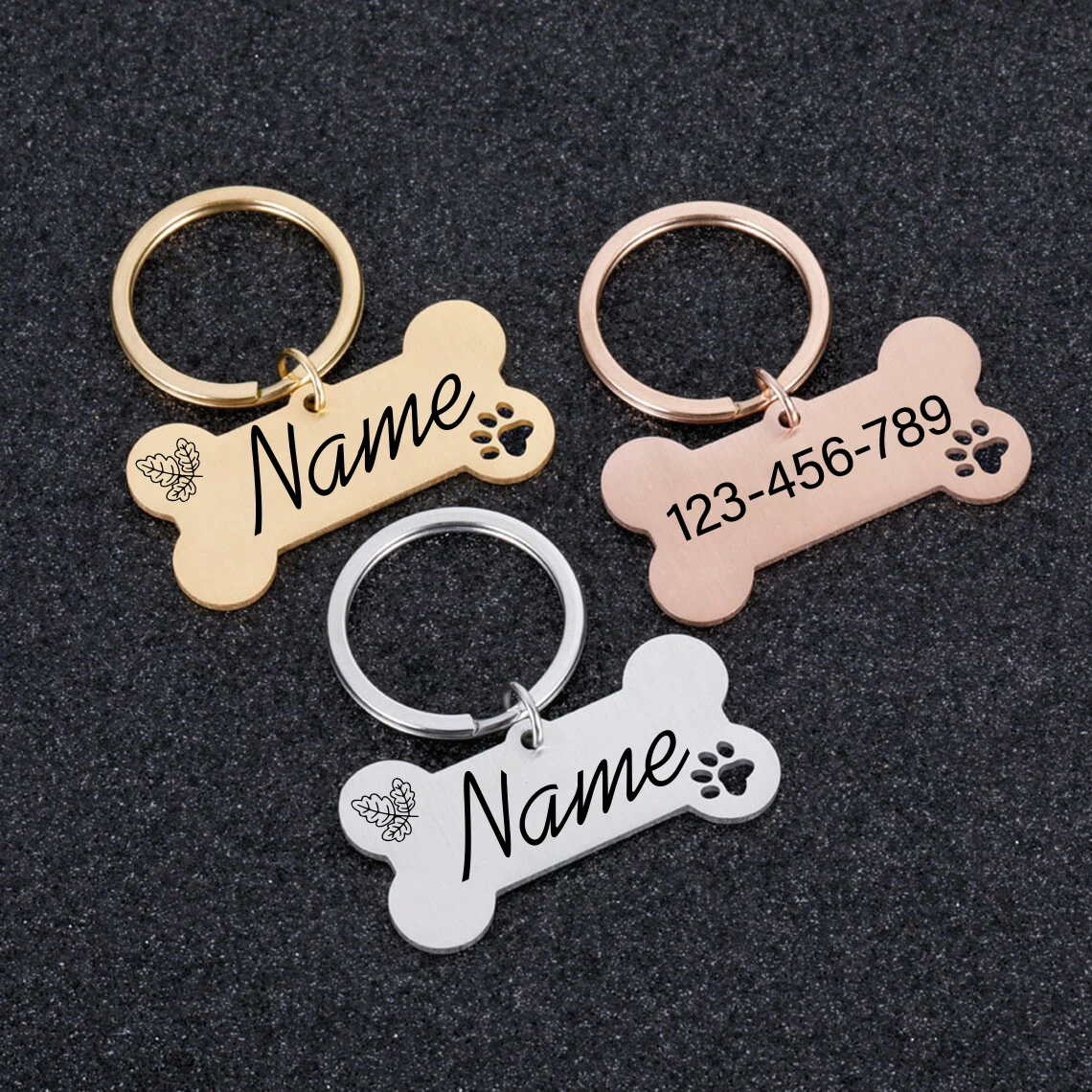 1 pc Practical Laser Engraving Customized Tags Pet ID Name Diy Number Address For Dog Pets Collar Bone Shape Anti-loss cards