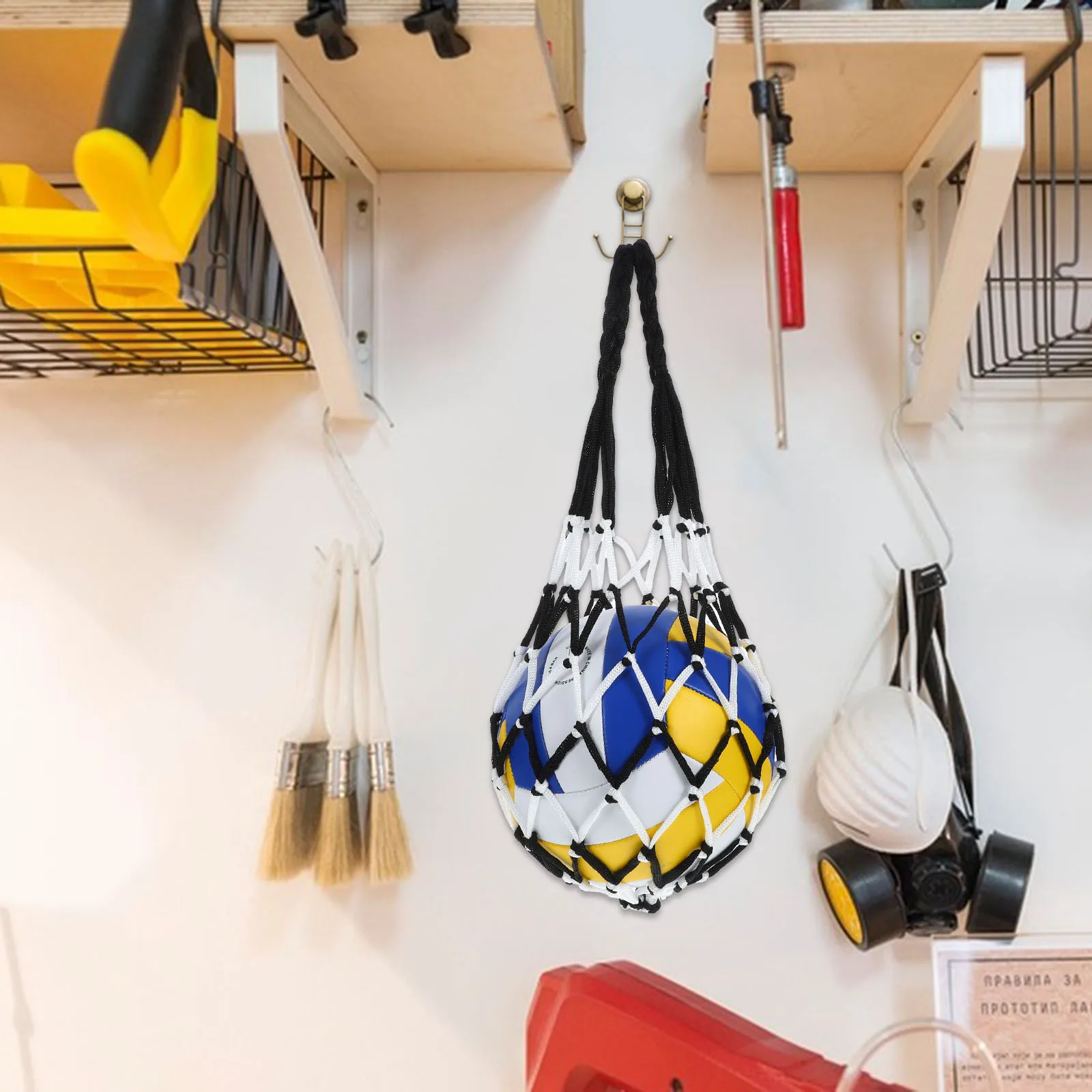 

2Pcs Ball Mesh Bag Portable Nylon Basketball Football Volleyball Storage Carrier Lightweight Sports Balls Organizer