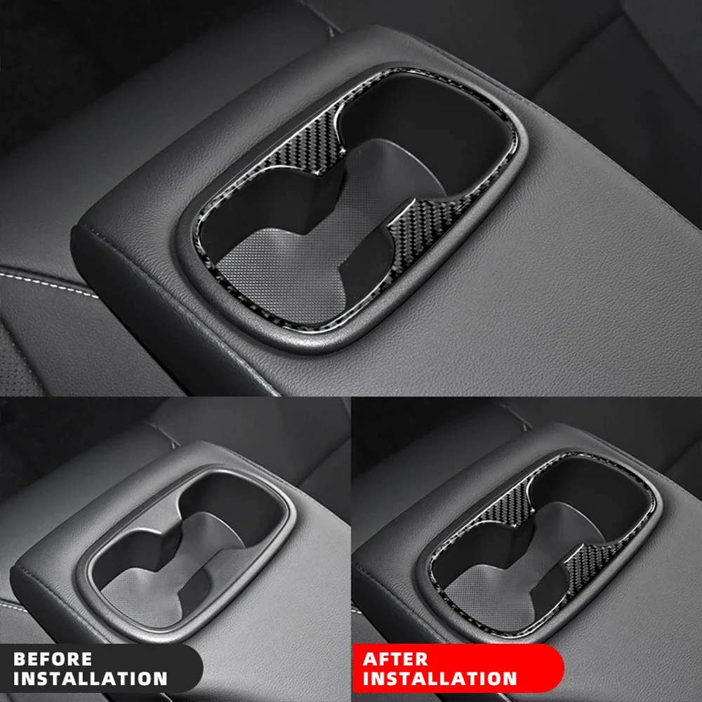 Real Soft Carbon Fiber Sticker For Toyota Corolla 2019 2020 2021 2022 2023 Rear Drain Cup Holder Strip Accesorios Para Auto